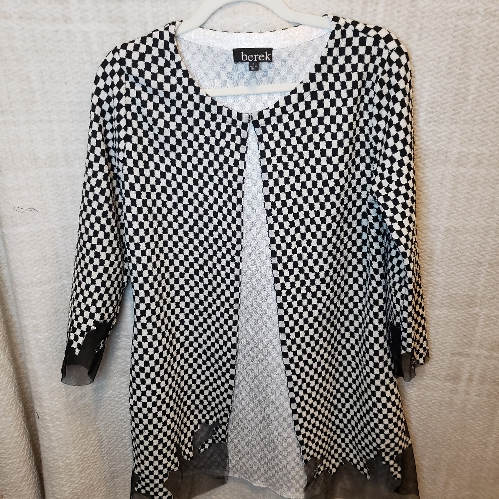 Berek black and white checkered Cardigan